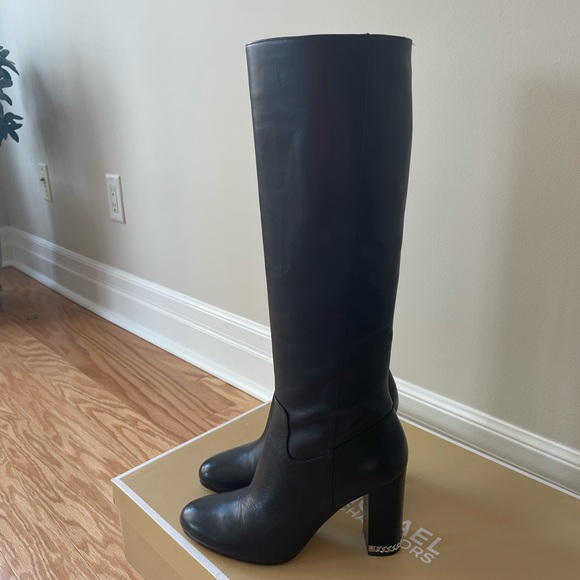 High Knee Leather Boots 9.5 - for skinny legs - Picture 11 of 15